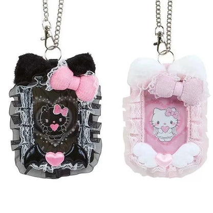 New Clear Hello Kitty Photocard Holder With Lolita Lace Bow Cute Kpop Idol Photo Card Protector ID/Bus Card Bag Case Pendant