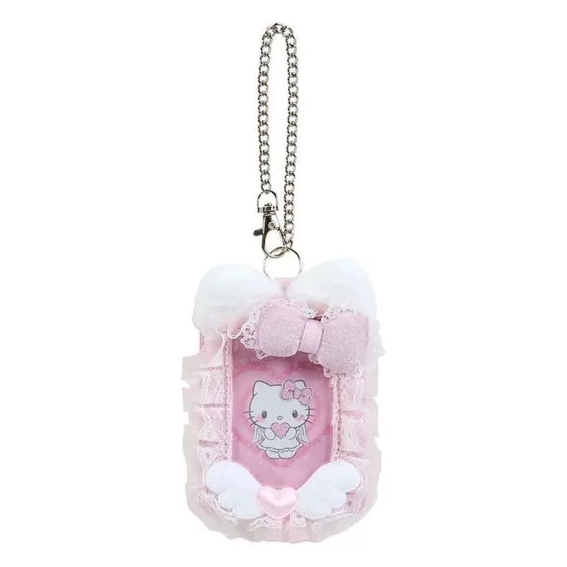 New Clear Hello Kitty Photocard Holder With Lolita Lace Bow Cute Kpop Idol Photo Card Protector ID/Bus Card Bag Case Pendant