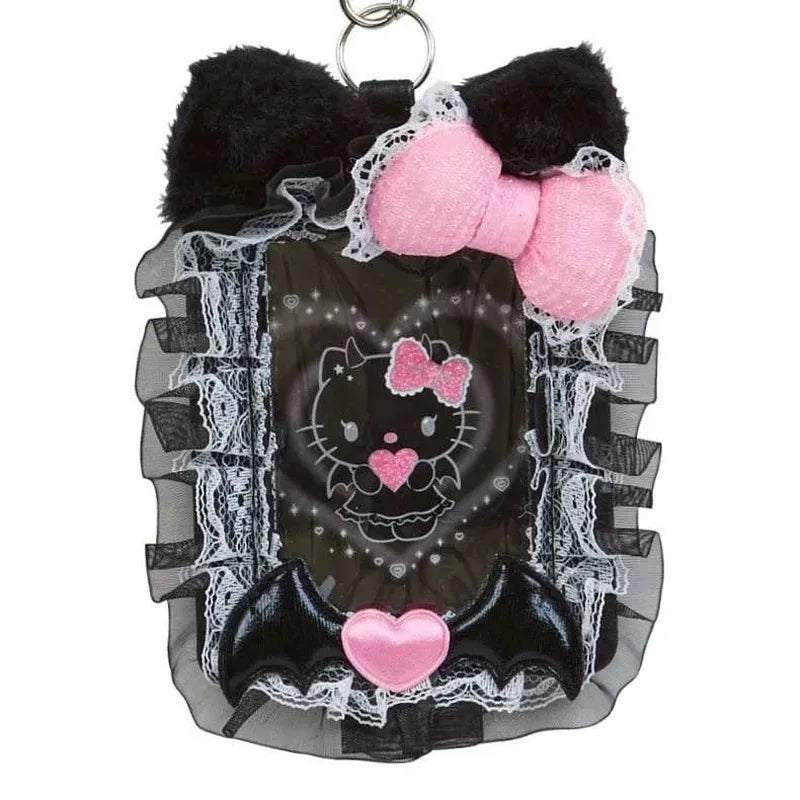New Clear Hello Kitty Photocard Holder With Lolita Lace Bow Cute Kpop Idol Photo Card Protector ID/Bus Card Bag Case Pendant